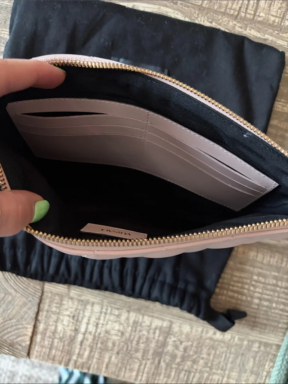 Versace Quilted Leather Wristlet in Blush Pink